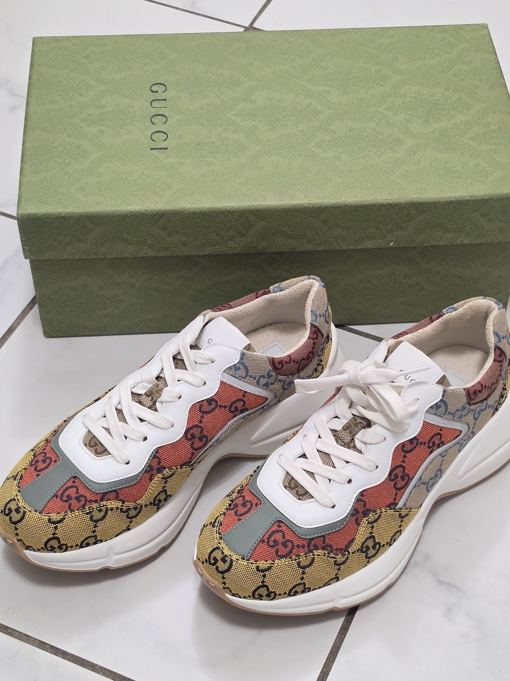 Gucci Rhyton GG Multi Orange Sneakers, 9½